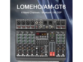 LOMEHO Mixer Audio Professional DSP 99 Effects Bluetooth USB 6 Channel - AM-GT6